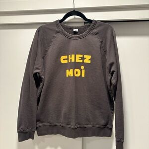 Clare V Gray Sweatshirt with Yellow Print